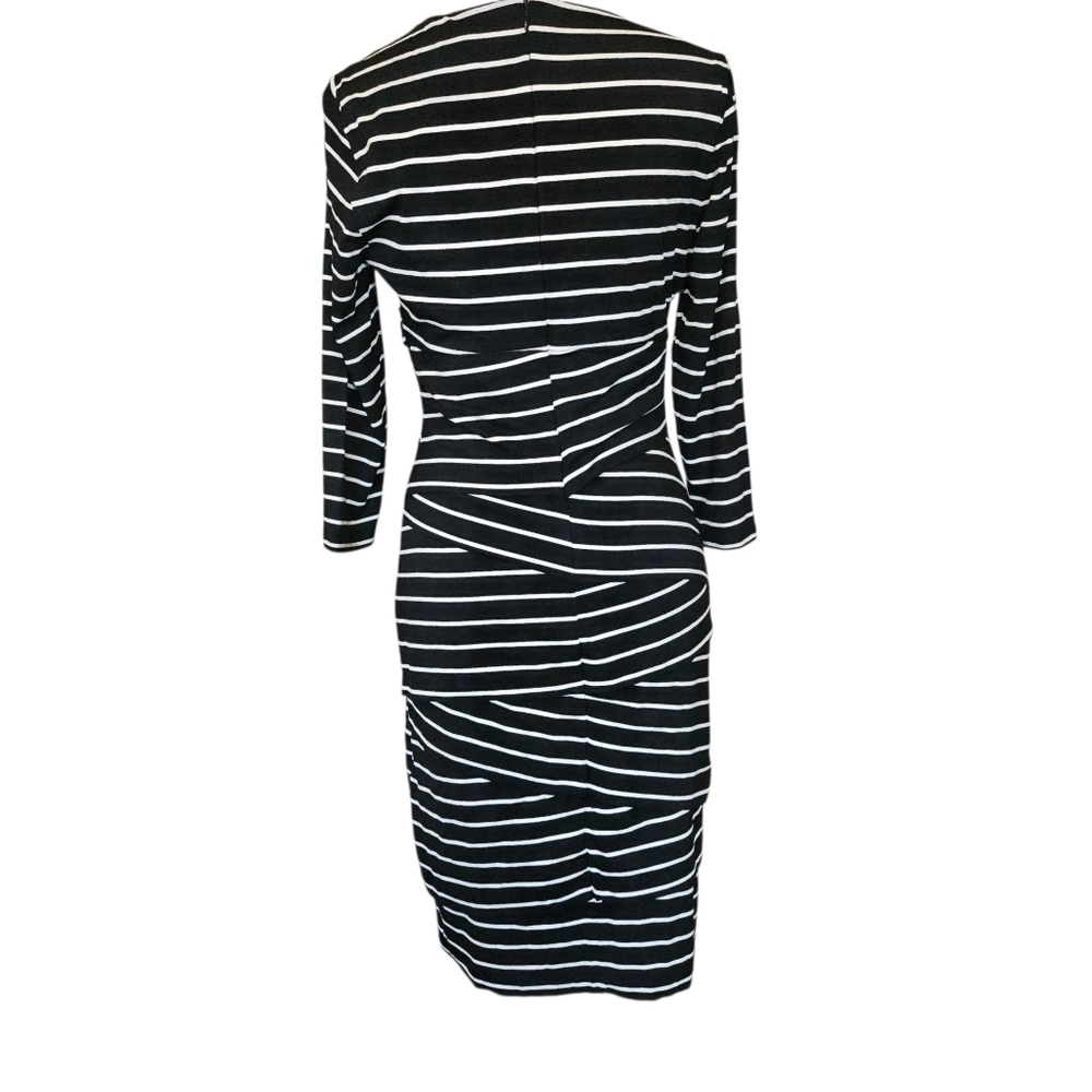 NWT White House Black Market Striped Ruched Slimming Sheath Dress Size 10 - Picture 3 of 11